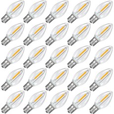 25팩 LED 야간 전구 스트링 라이트용 C7 샤터프루프 교체용 E12 베이스 솔트 램프 0.6W7W 상당 웜 화이트 2200K 50LM, G40 2200k 50pack