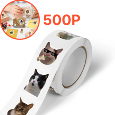 휴대폰 다이어리 여행가방 데코 귀여운 감성 고양이 스티커 롤, 1롤, 고양이 표정