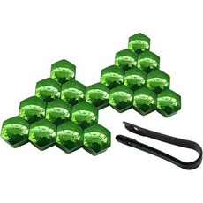 Tachiuwa 20개 자동차 휠 너트 캡 커버 볼트림 유니버설 방수 방청 타이어 나사 보호 퍼플 19mm, 그린 19mm