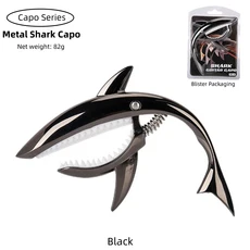 Miwayer Metal Shark 기타 Capo 아연 합금 베이스 어쿠스틱 일렉트릭 좋은 손 느낌 7 가지 색상 옵션, 04 Bright Black