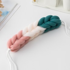 DFMEI 60克浴球長條沐浴條搓澡巾成人搓背洗澡巾強力拉背條搓泥沐浴擦器, 1個, 綠+米+粉