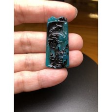 台灣藍寶藍玉髓雕刻龍無事牌鳳牌