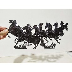 皮影 八駿圖 牛皮雕刻 手工上色 仿古色, 如圖所示, 1個