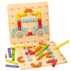 [4] 몬테소리 장난감 만 3 4 5세 어린이 및 유아용 피규어 기하학적 모양을 만드는 수학 교육 장난감 두뇌 티저 STEM 장난감 지오 보드, [4] 몬테소리 장난감, 만 3, 4, 5세 어린이 및