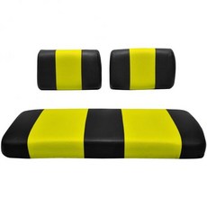 야마하 G-2/G-9 골프카트용 시트 커버 교체 - 전면 벤치 프리미엄 마린 비닐 5개 패널 스티칭 스테이플로 고정하는 설치 방식 투톤 골프카트 화이트, 검정 & 노랑