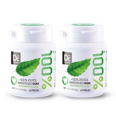 DC24 DAILY CARE 100% 자일리톨 검 아스파탐 없음 무설탕 츄잉껌 천연 스피아민트 맛 글루텐 프리 비건 60피스 2팩 180884, 60 Count (Pack of 2), 2개, 90g
