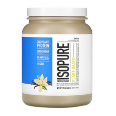 Isopure 식물 기반 단백질 바닐라 558g(1.23lb), 바닐라 558g, 1개