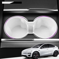 모델Y주니퍼 실리콘 컵 홀더 커버 테슬라 튜닝, 1열(블랙), 컵홀더