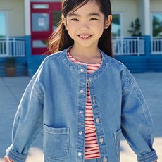 탑텐 키즈 여아) 에코 논카라 데님 자켓 MKF1KG2111 275192