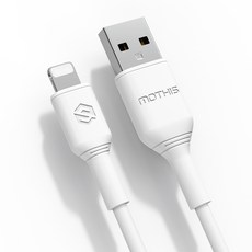 1+1 모디스 8핀 고속 충전케이블 2M(아이폰14 아이폰13 아이폰12 아이폰X/XS 에어팟 아이패드 호환 데이터 충전기 케이블), 화이트, 2개