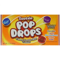 Tootsie Roll 낱개 개별 포장 투시 팝 드롭스 극장 박스 단일 팩, 투시 팝 드롭스 극장 박스(싱글 팩)