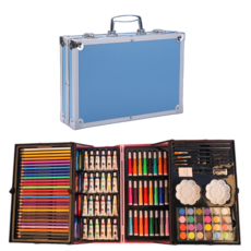 토이다락방 프리미엄 미술 도구 세트 4단 케이스 145p, 145개, 스카이블루