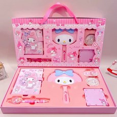 산리오 캐릭터 다이어리 거울 빗 세트 노트 문구 메모 배지 선물 상자, 마이멜로디