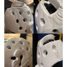 子甄彣璟 白色頭套 成人兒童 跆拳道 護頭套 頭盔 空手道護頭 拳擊頭套 散打 訓練帽 練習護具 運動頭套, 1個, 全新品-外觀擠壓-白色S