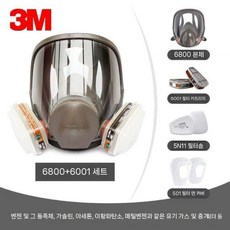 6800 전면형 방독 방독면 헤드밴드 1급 전면 작업 공사, B. 6800 6001 필터 7점 세트