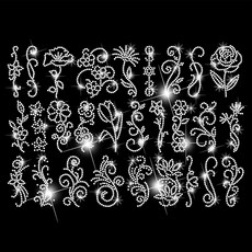 꽃 패턴 핫픽스 스톤 장식 스티커 의류 수선 장식 21x29.7cm 모자 가구 무대 의상 DIY 장식용, 화이트, 1개