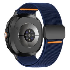 갤럭시워치8 호환 40mm/44mm/8클래식 46mm 마그네틱 디버클 나일론 스트랩 컬러풀한 스티치 디자인, 미드나이트블루, 1개