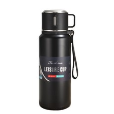 에코럭키 컵뚜껑 보냉 보온병 800ml 대용량, 컵있는 보온병-블랙, 1개