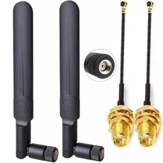 2x 8dBi WiFi 안테나 2.4GHz 듀얼 밴드 RP-SMA Male 15CM I-P-E-X-1 - 피그테일 케이블(무선 라우터용), 01 RP SMA to IPEX1