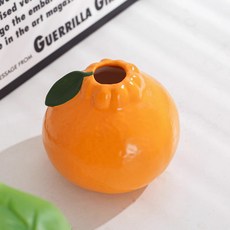 陶瓷仿真橘子花瓶 客廳辦公室桌面裝飾品 創意擺件, 大橘大利【單個裝】高溫陶瓷可裝水
