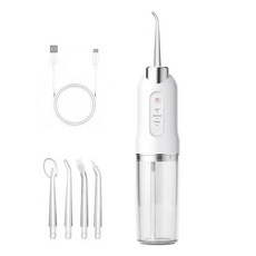 AOSS 방수 휴대용 무선 구강세정기+전용팁4종 세트, 화이트