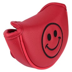 Golf Club 센터 샤프트 스몰/미드 말렛 퍼터 헤드 커버 하프 부드러운 가죽 자수 마그네틱 클로저 (화이트)_165542, 레드