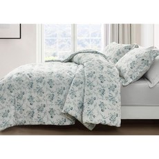 체즈모이 컬렉션 이불 세트 사이즈 코튼 화이트 워싱 플로럴 우아한 블루 지지 보리 3피스, Blue Ivory Floral, Full