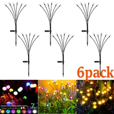 호환 10팩 태양광 정원 LED 반딧불 야외 방수 높은 유연성 흔들리는 풍경 잔디, [11] 6PCS, [02] multicolor, 03 6PCS
