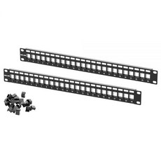 Iwillink Blank Keystone 패치 패널 24 포트 1U 48.3cm(19인치) 네트워크 패치 패널 키스톤 잭용 방진 디자인 2팩, 2 Pack 24 Port Without Bar