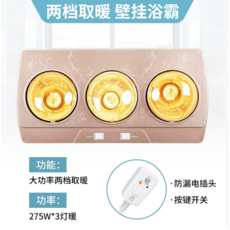 Quye 壁掛式浴室暖風機 雙燈兩檔取暖 節省空間, （110V）OP-D-302（帶漏保）水晶燈泡