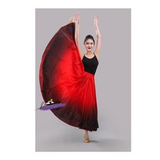 무용 풀치마 쉬폰 그라데이션 블랙 스커트 720도 80cm 레드