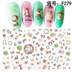 美甲貼紙 F279 聖誕節雪人貼紙, 1個, F280
