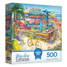 RoseArt - Chris Bigelow Illustrations Canyon Express 500피스 직소 퍼즐 시골 사막 풍경의 다채로운 기차 성인 완성 사이즈 45.7, Shaggy's Surf Shack