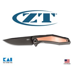 Zero Tolerance美國ZT折刀CPM-S110V工具鋼DLC黑鈦內鑲紅銅握柄【ZT0470S110V】, 1個