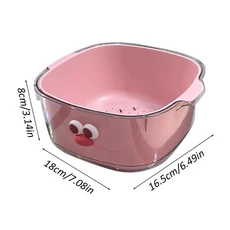 주방 Colanders 그릇 세트 2 층 배수 바구니 음식 분지 싱크 야채 드레이너 과일 세면대, 01 China Mainland, 04 Pink