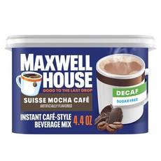 Maxwell House International 무설탕 프렌치 바닐라 카페 스타일 디카페인 인스턴트 커피 음료 믹스 121.9g4.3온스 통 237492, Decaf Sugar-Free Suisse Mocha, 4.4 Ounce (Pack of 1)