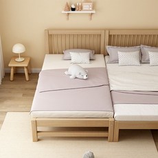 VZAU 實木兒童床帶護欄，嬰兒單人床邊床加寬拼接大床, 單床頭款80*40*40