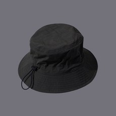 치키티타 남녀공용 방수 턱끈 스트랩 탈부착 버킷햇 등산 모자 캠핑 낚시 아웃도어 코튼 벙거지, 블랙