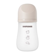 순수아 실리콘 코팅 유리젖병 노꼭지, 1개, 240ml, 베이지