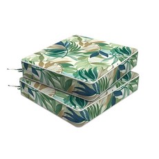 Melody Elephant 야외 의자 쿠션 2개 세트 50.8 x 10.2cm(20 20 4인치) 탈착식 커버가 있는 방수 파티오 시트 쿠션 고리버들 소파 가구용 전, 러쉬 리프 그린, 20"x18"x4"