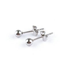 316L醫療鋼 銀圓球圓珠耳環耳針釘，防過敏簡約耳飾，2-6mm多尺寸可選