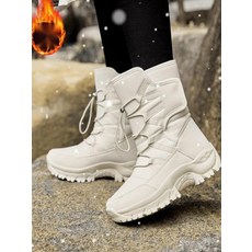 [튼튼한 겨울부츠] 겨울부츠 방수 미끄럼방지 작업화 낚시 하이부츠, 2023 흰색, 36