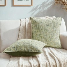 HAUSSY 다채로운 장식용 쿠션 커버 45.7x45.7cm(18x18인치) 셔닐 트위드 텍스처 장식 소파 베개 커버 뉴트럴 모던 베개 커버 소파 베드 거실 장식용, Light Green
