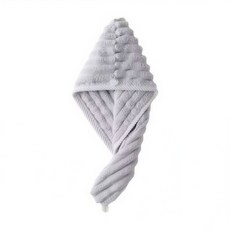 毛毛雨 珊瑚絨乾髮帽 加厚包頭巾浴帽, 1個, 灰色, 灰色