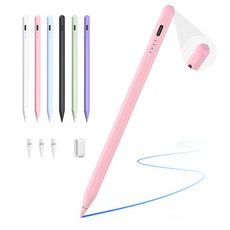 JAMJAKE 아이패드 호환 스타일러스 펜슬 스마트 터치펜 초미세 펜촉 USB-C 충전식 SP8, 1개, 핑크 1개, 핑크