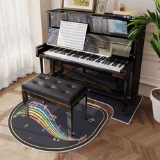 바닥 방음 소음 충격 방진 피아노 세트 카페트 방음매트, 1개, 무지개 음표 벨기에 벨벳 러그, 반원형 110x110cm 피아노 의자 방지 매트