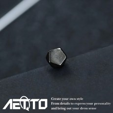 AETTO 五邊稜面耳環 黑銀兩色 S925銀 耳針 無耳洞磁吸耳夾 耳骨夾 男女適用 黑色磁吸款一個