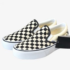 반스 클래식 슬립온 플랫폼 블랙 앤 화이트 체커 화이트 VN00018EBWW