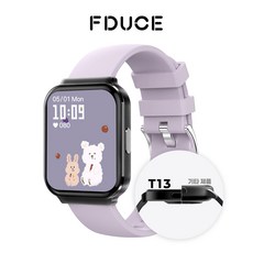 FDUCE 초슬림 통화가능 스마트워치 T13 GPS 블루투스 운동 워치 한글판 웨어러블 1.75인치 t13, 4.445cm, 퍼플