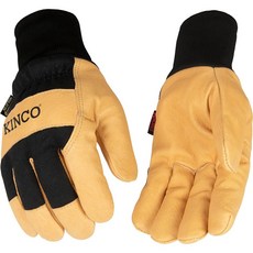 Kinco 1928KW 보온 안감 곡물 돼지 가죽 손바닥 작업 장갑 니트 손목 포함, XLarge, 1개